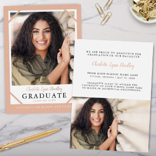 Trendy Rose Gold Foil Graduation Announcement