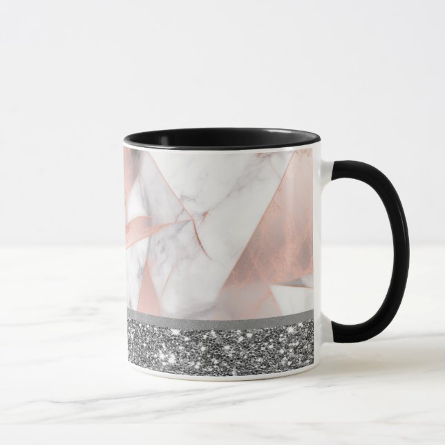 Trendy Rose Gold Geometric Marble Mug (Right)