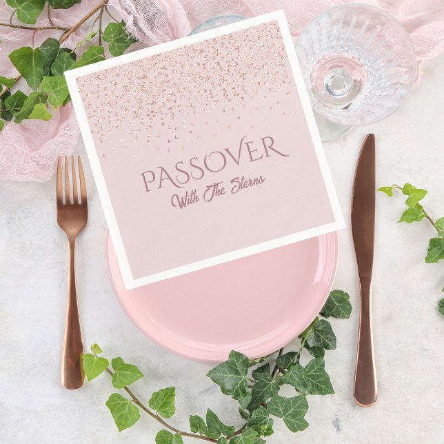 Trendy Rose Gold Glitter Dust Passover Napkin (Creator Uploaded)
