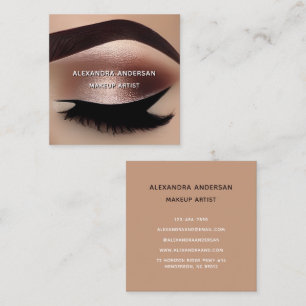 Trendy Rose Gold Glitter Eyelash Makeup Artist Square Business Card