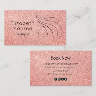 Trendy Rose Gold Glitter Hair Salon Business Card