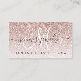 Trendy Rose Gold Glitter Jewellery Designer Business Card