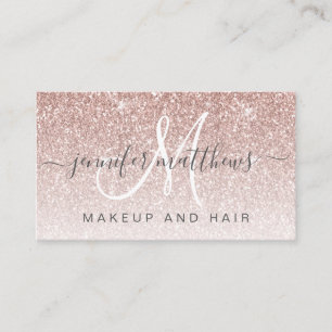 Trendy Rose Gold Glitter Makeup Artist Hair Salon Business Card
