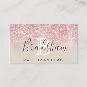 Trendy Rose Gold Glitter Makeup Artist Hair Salon  Business Card