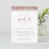 Trendy Rose Gold Glitter Sweet 16 Birthday Party