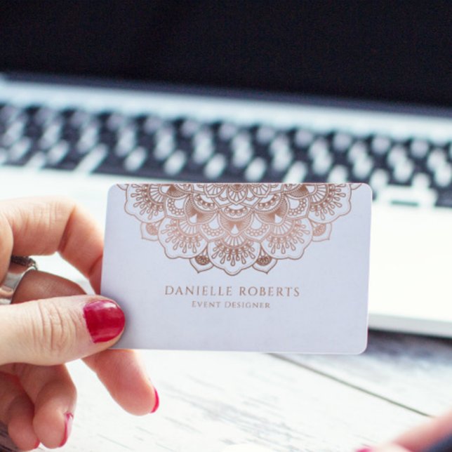 Trendy rose-gold mandala business card (Creator Uploaded)