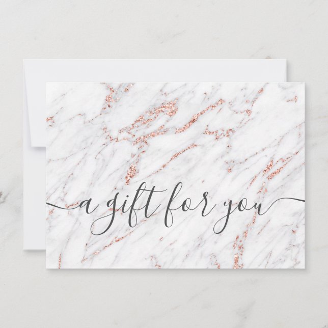 Trendy rose gold marble elegant gift certificate (Front)