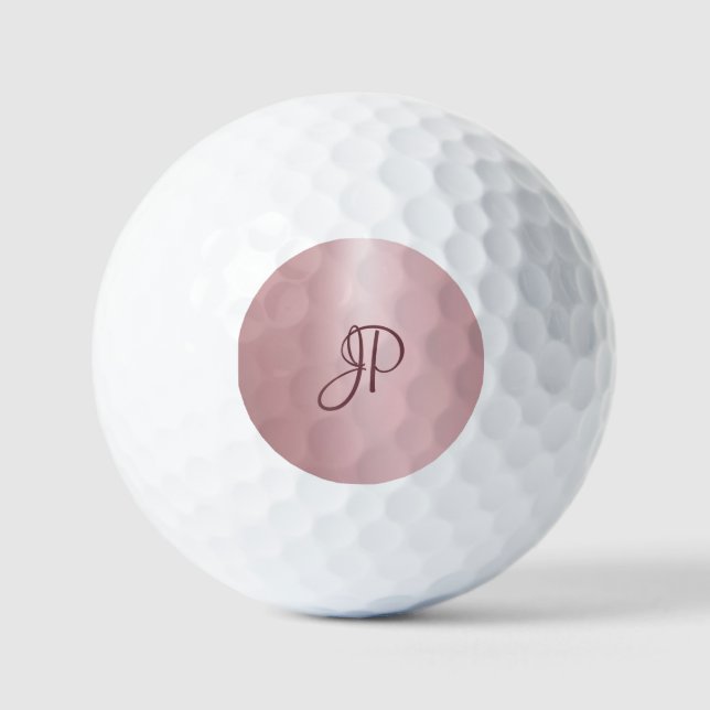 Trendy Rose Gold Monogram Elegant Template Golf Balls (Front)