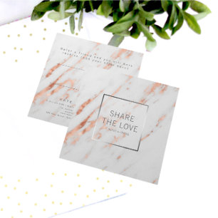 Trendy Rose Gold Silver Marble Referral Client Square Business Card