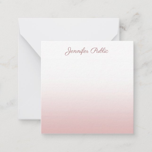 Trendy Rose Gold Template Handwritten Script Name (Front)
