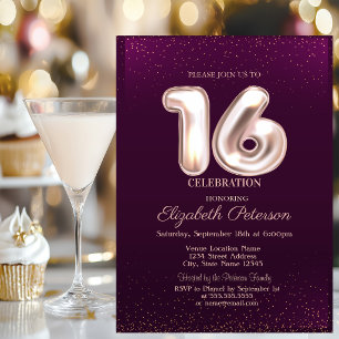 Trendy Rose Gold,Violet Sweet 16 Invitation