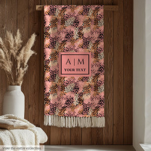 Trendy rose gold watercolor leopard skin cosy fleece blanket