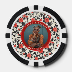 Trendy Rose Themed Girl Birthday Party Poker Chips