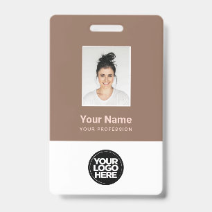 Trendy rosewood brown feminine branded name ID badge