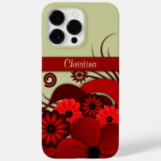 Trendy Ruby Red Floral Hibiscus Gothic Flowers Case-Mate iPhone 14 Pro Max Case
