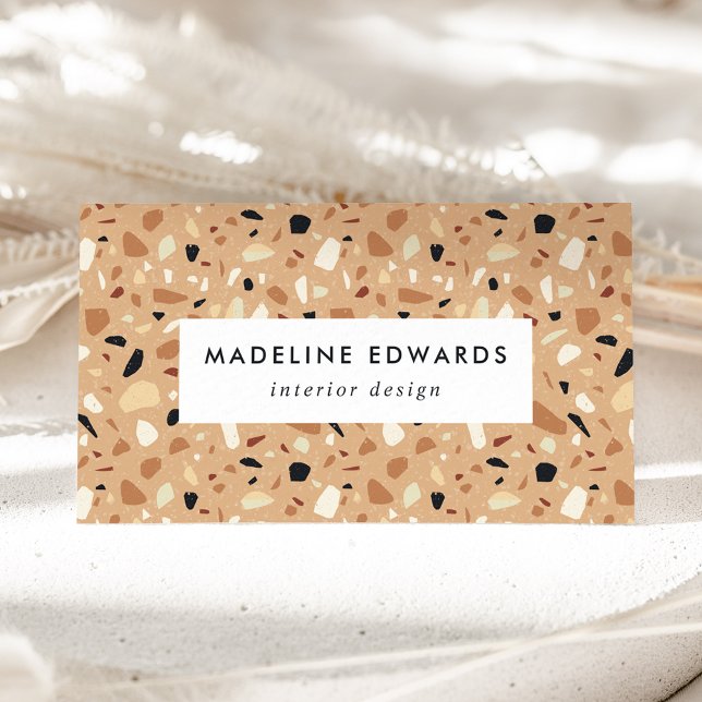Trendy Rust Brown & Apricot Terrazzo Business Card (Creator Uploaded)