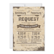 Trendy Rustic Beige Grunge Wedding Invite