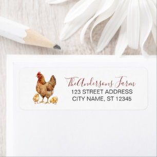 Trendy Rustic Farm Chicken Return Address  