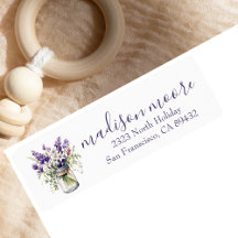 Trendy Rustic Jar & Floral Bouquet Return Address