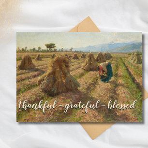 Trendy Rustic Thankful Grateful Blessed Harvest Holiday Card