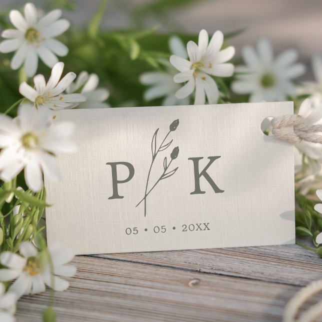 Trendy Rustic Wedding Initials Boho Wildflowers Rubber Stamp (Creator Uploaded)