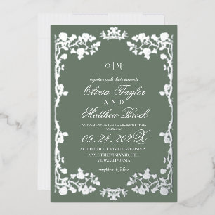 Trendy Sage and Silver Rose Floral The Wedding of