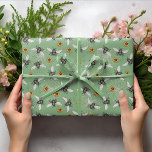Trendy Sage Green Buzzing Honeybee for Summer Wrapping Paper<br><div class="desc">Bring the beauty of nature to life with our buzzing honeybee pattern, featuring hand-drawn illustrations by Nathalie Portet. Against a modern sage green backdrop, yellow Spring Cosmos flowers bloom, creating a cheerful and whimsical scene. Perfect for Spring and summer birthdays, nature enthusiasts, bee lovers, gardeners, bridal showers and baby showers...</div>