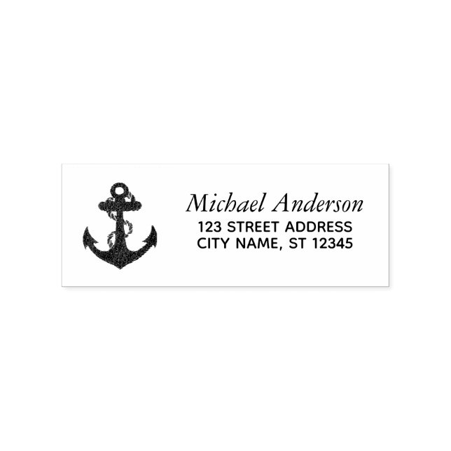 Trendy Sailboat Nautical Anchor  Return Address Rubber Stamp (Imprint)
