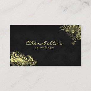 Trendy Salon Spa Floral Business Card Yellow