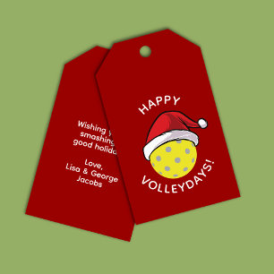 Trendy Santa Cap Pickleball Red Christmas Gift Tags