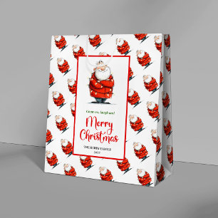 Trendy Santa Claus gift bag editable festive charm
