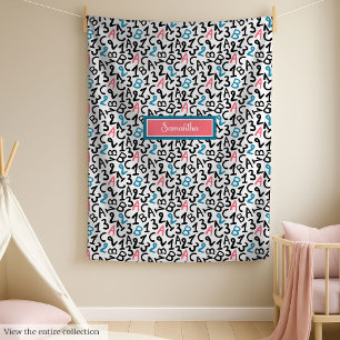 Trendy school fleece with monogram for girls blanket