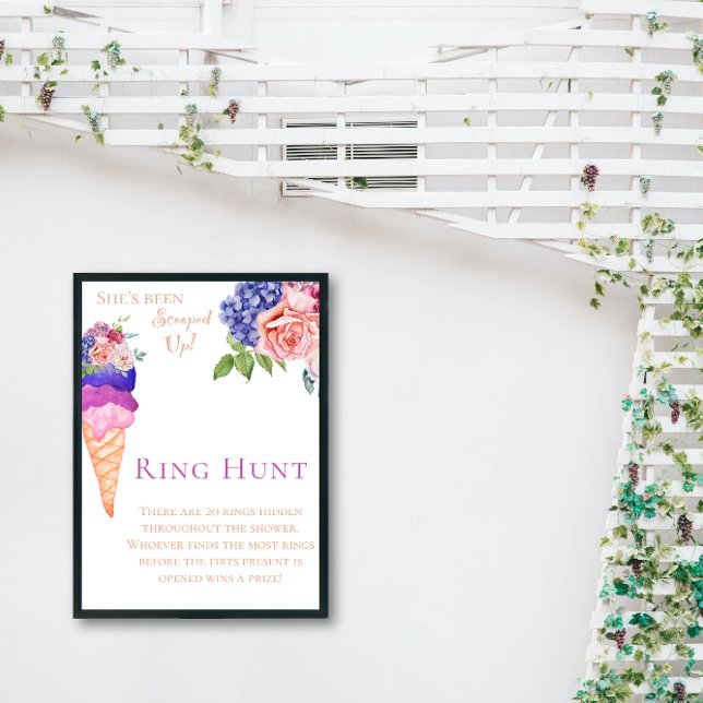 Trendy Scooped Ice Cream Ring Hunt Bridal Shower Poster (Creator Uploaded)