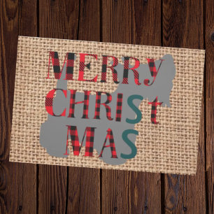 Trendy scottish Christmas dog terrier on burlap Doormat