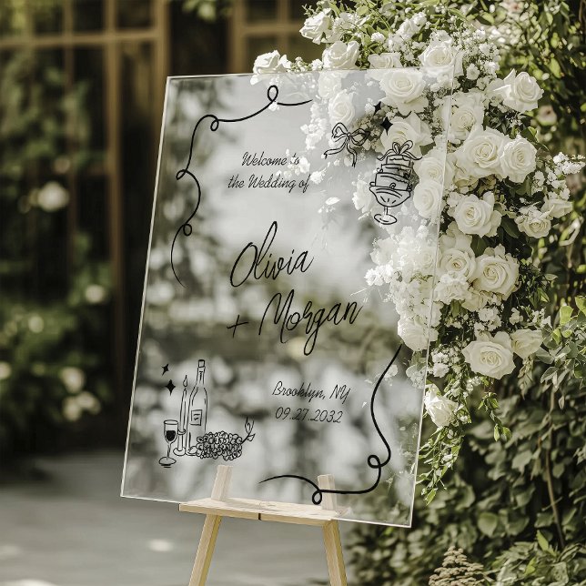 Trendy Scribble Doodle Script Wedding Welcome Sign (Creator Uploaded)