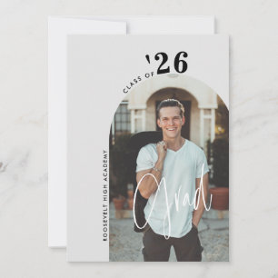 Trendy Script 2-Photo 2024 Grey Grad Party  Invitation
