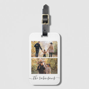 Trendy Script 2 Photo Collage Luggage Tag