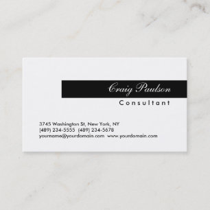 Trendy Script Black White Striped Business Card