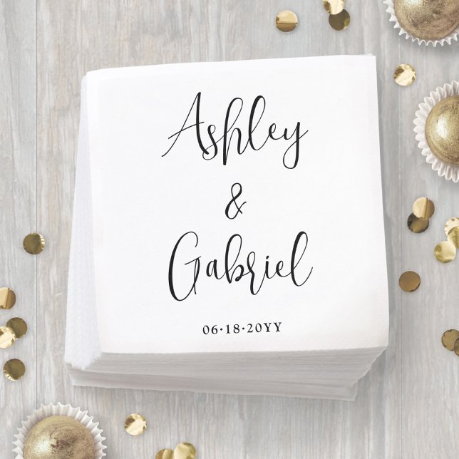 Trendy Script Calligraphy Simple Modern Wedding Napkin (Creator Uploaded)