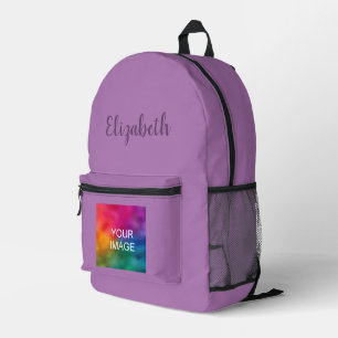 Trendy Script Custom Lavender Purple Solid Colour Printed Backpack