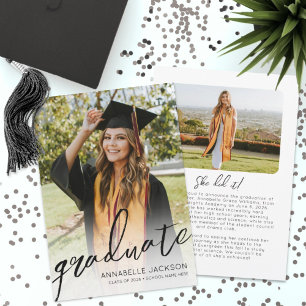 Trendy Script Graduate Photo Graduation Announcement