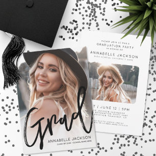 Trendy Script Graduate Simple Photo Graduation Invitation