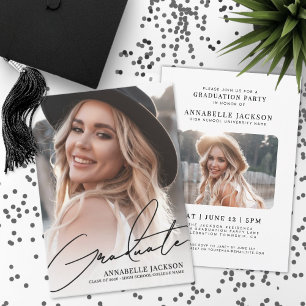 Trendy Script Graduate Simple Photo Graduation Invitation