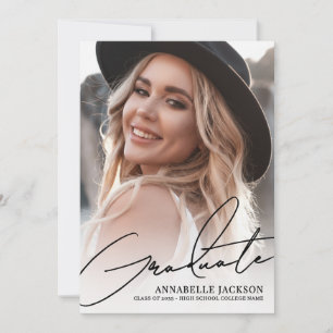 Trendy Script Graduate Simple Photo Graduation Invitation