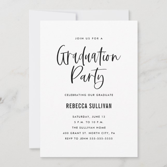 Trendy Script Graduation Party Photo Invitation (Front)