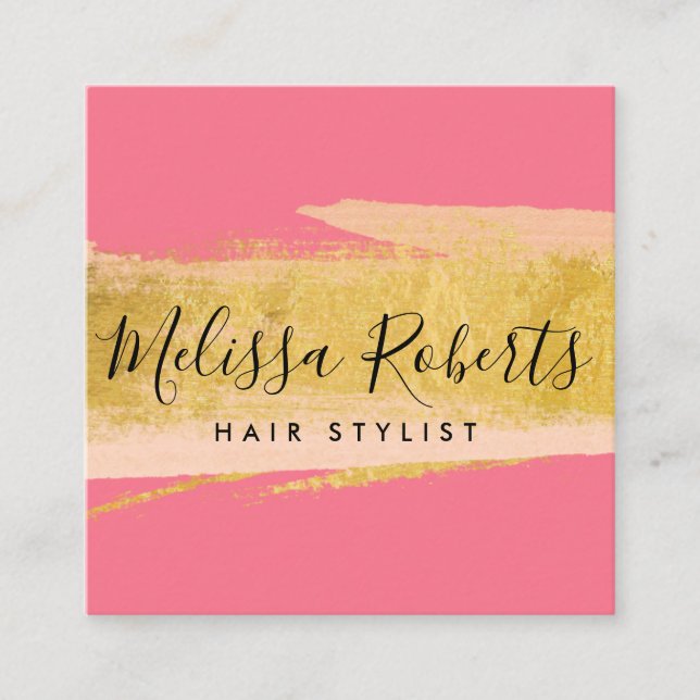 trendy script hair stylist business card (Front)