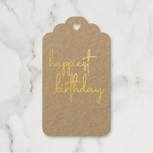 Trendy Script Happiest Happy Birthday Gift Tags