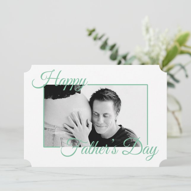 Trendy Script Happy Fathers Day Photo Card (Standing Front)
