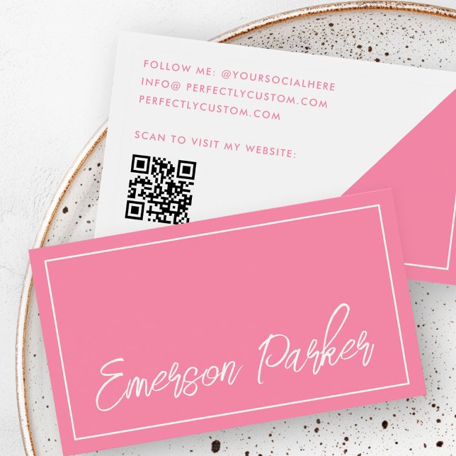 Trendy script influencer blogger pink profile card (Trendy script influencer blogger pink profile card)