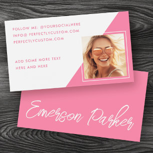 Trendy script influencer pink photo profile card